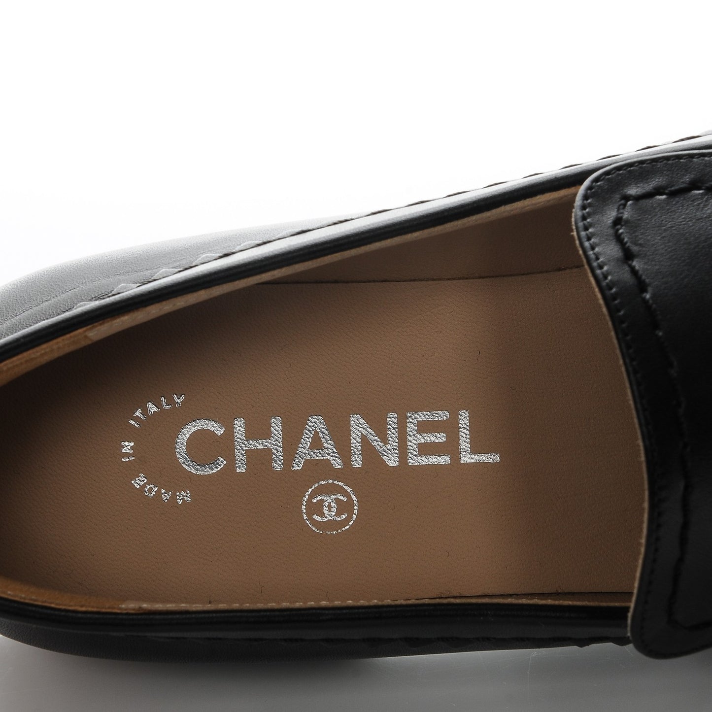 Shiny Calfskin CC Loafers 41 Black