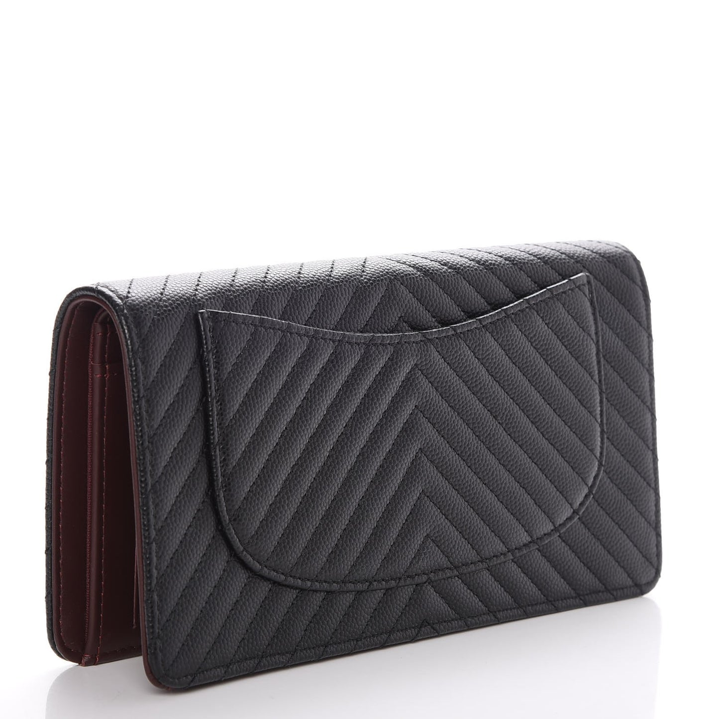 Caviar Chevron Quilted Yen Wallet Black