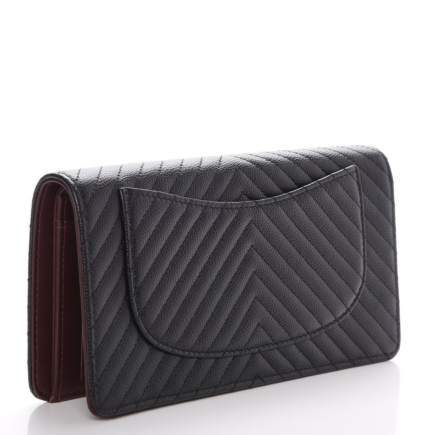 Chanel Caviar Chevron Quilted Yen Wallet Black 3 of 9