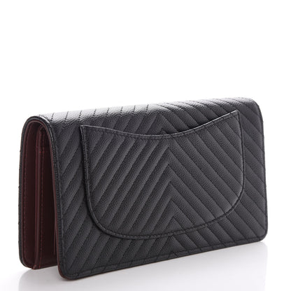 Chanel Caviar Chevron Quilted Yen Wallet Black 3 of 9