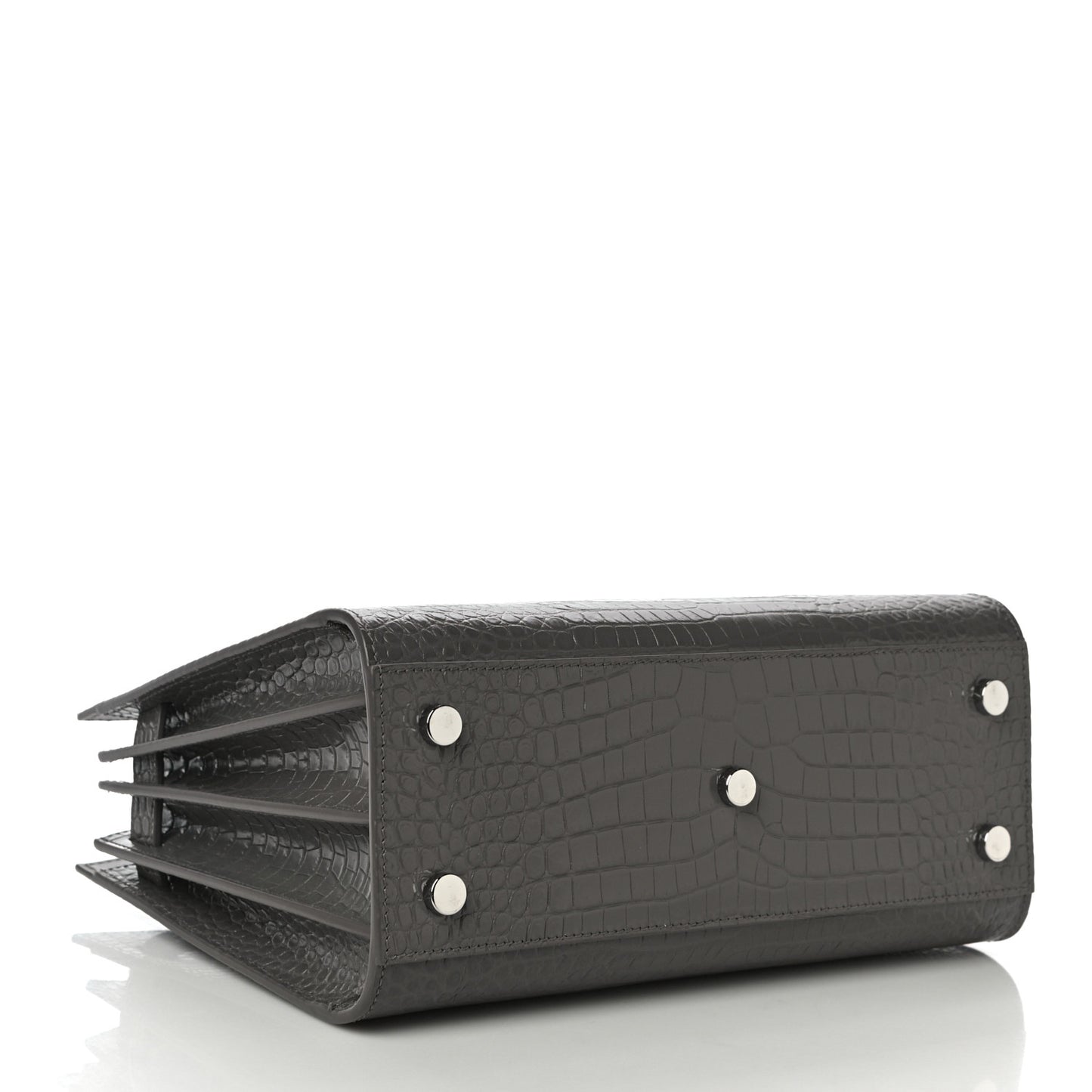 Calfskin Crocodile Embossed Baby Sac De Jour Fog