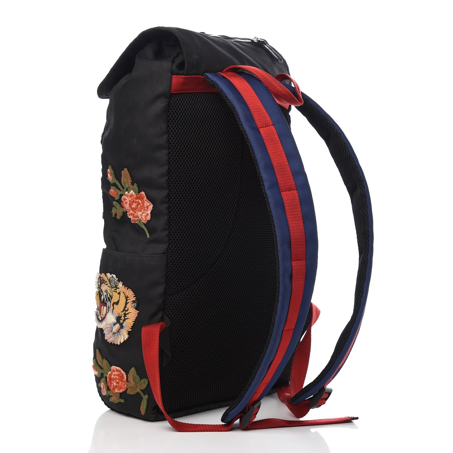 Gucci Techno Canvas Web L'Aveugle Par Amour Embroidered Double Buckle Backpack Black 3 of 8