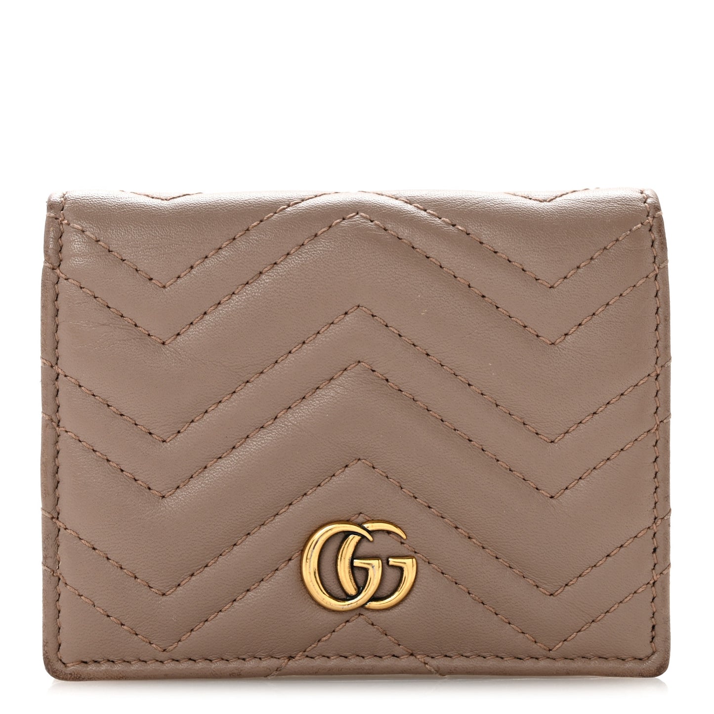 Calfskin Matelasse GG Marmont Card Case Wallet Porcelain Rose