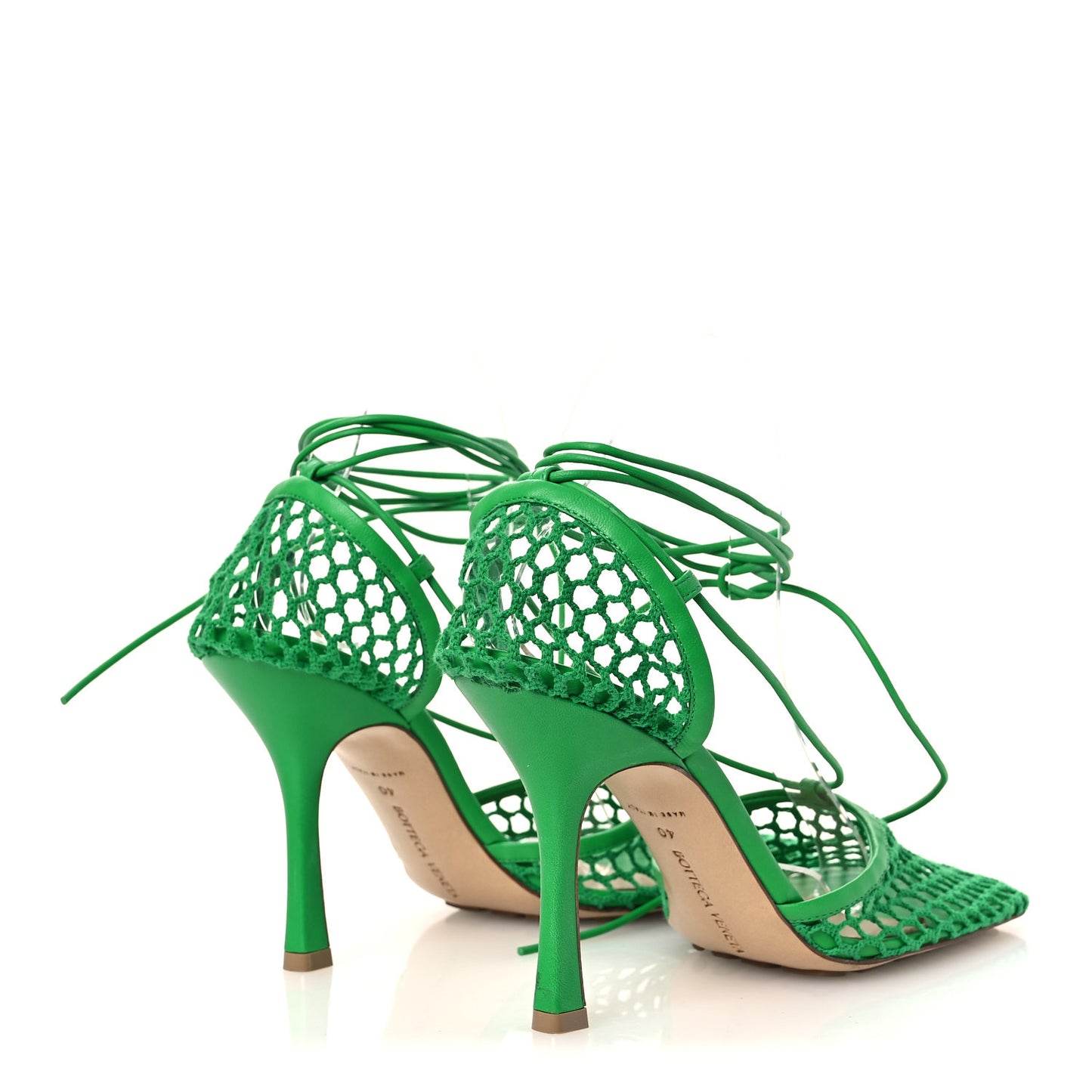 Mesh Nappa Stretch Ankle Tie 90mm Sandals 40 Grass