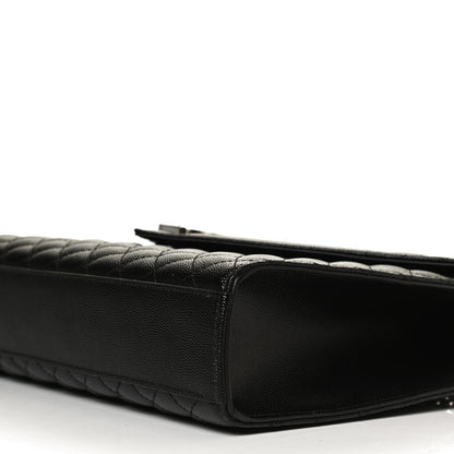 Saint Laurent Grain De Poudre Textured Mixed Matelasse Large Triquilt Monogram Satchel Black 10 of 11