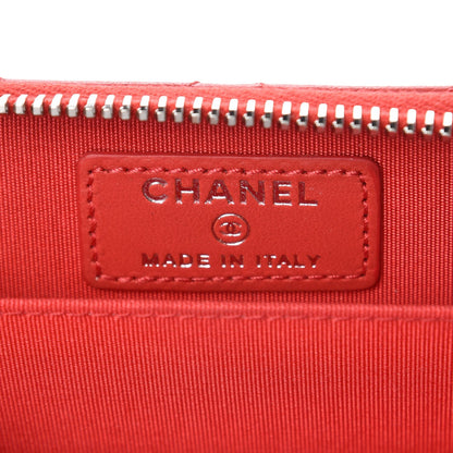 Chanel Lambskin Double Stitch Zip Coin Purse Coral Pink 6 of 8