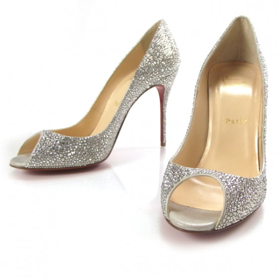 Swarovski Crystal Sexy Strass 100 Peep Toe Pumps 39.5