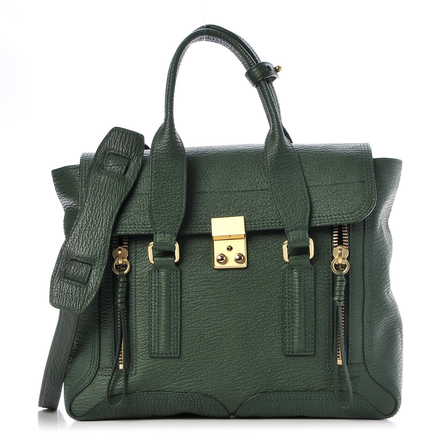 3.1 Textured Calfskin Medium Pashli Satchel Jade