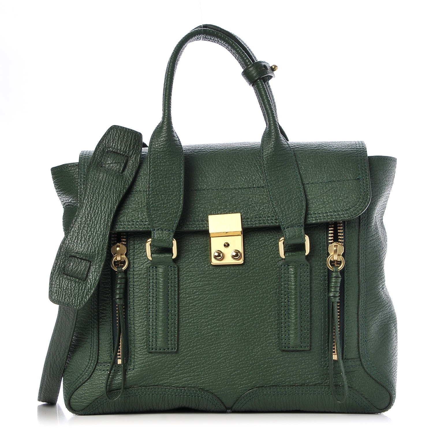 3.1 Phillip Lim 3.1 Textured Calfskin Medium Pashli Satchel Jade 1 of 9