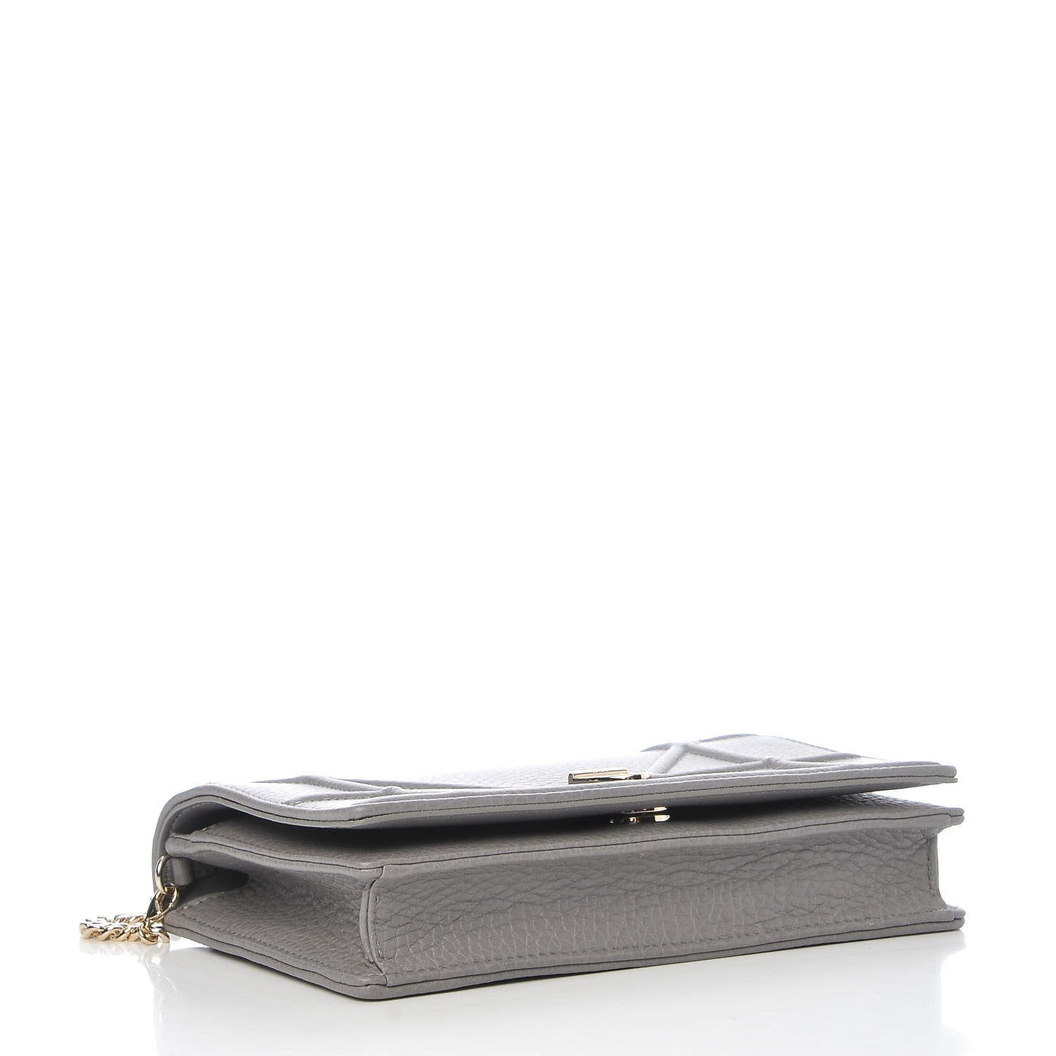 Christian Dior Grained Calfskin Diorama Wallet on Chain Pouch Gris 4 of 9