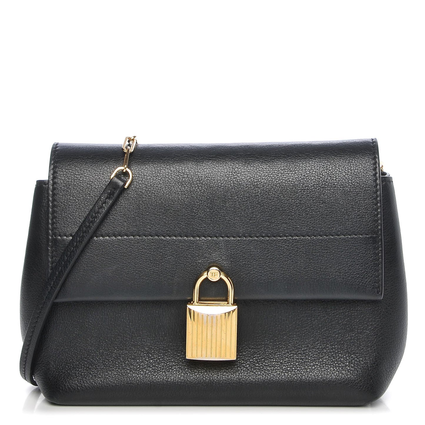 Calfskin Mini Leonica Padlock Satchel Bag Black