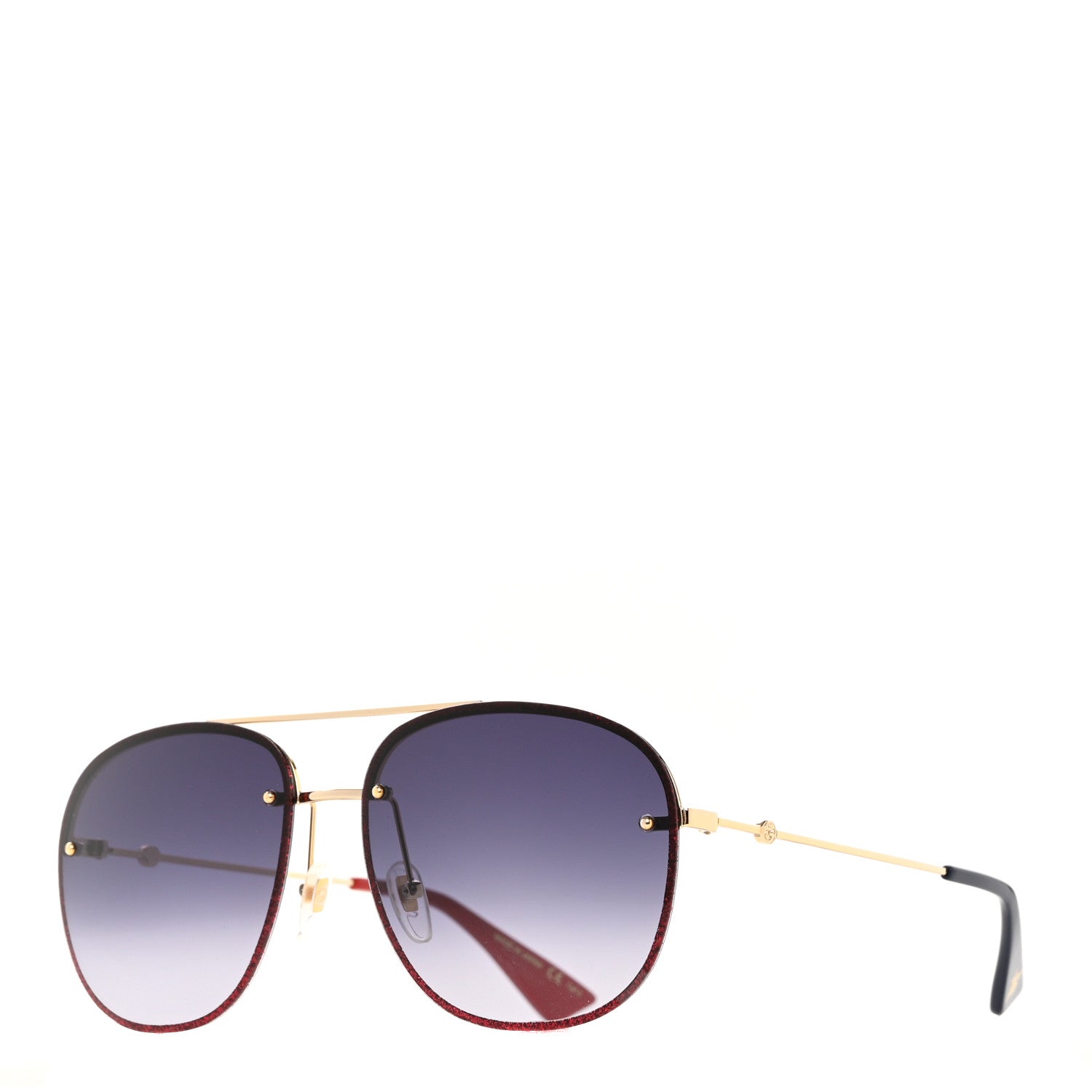 Gucci Metal Glitter Aviator Sunglasses G0227S Red Gold 1 of 7