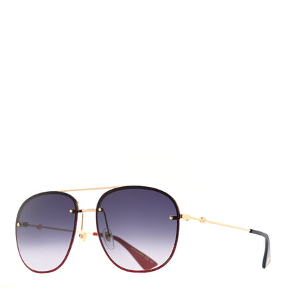 Gucci Metal Glitter Aviator Sunglasses G0227S Red Gold 1 of 7