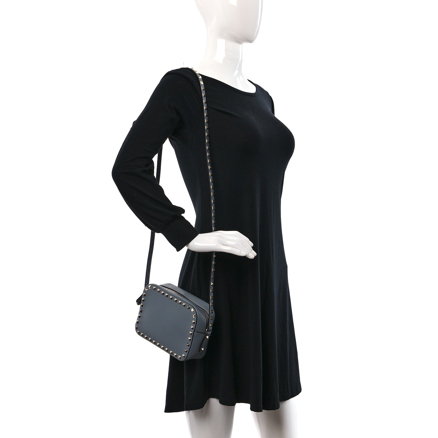 Valentino Garavani Vitello Rockstud Camera Crossbody Bag Light Stone 2 of 9