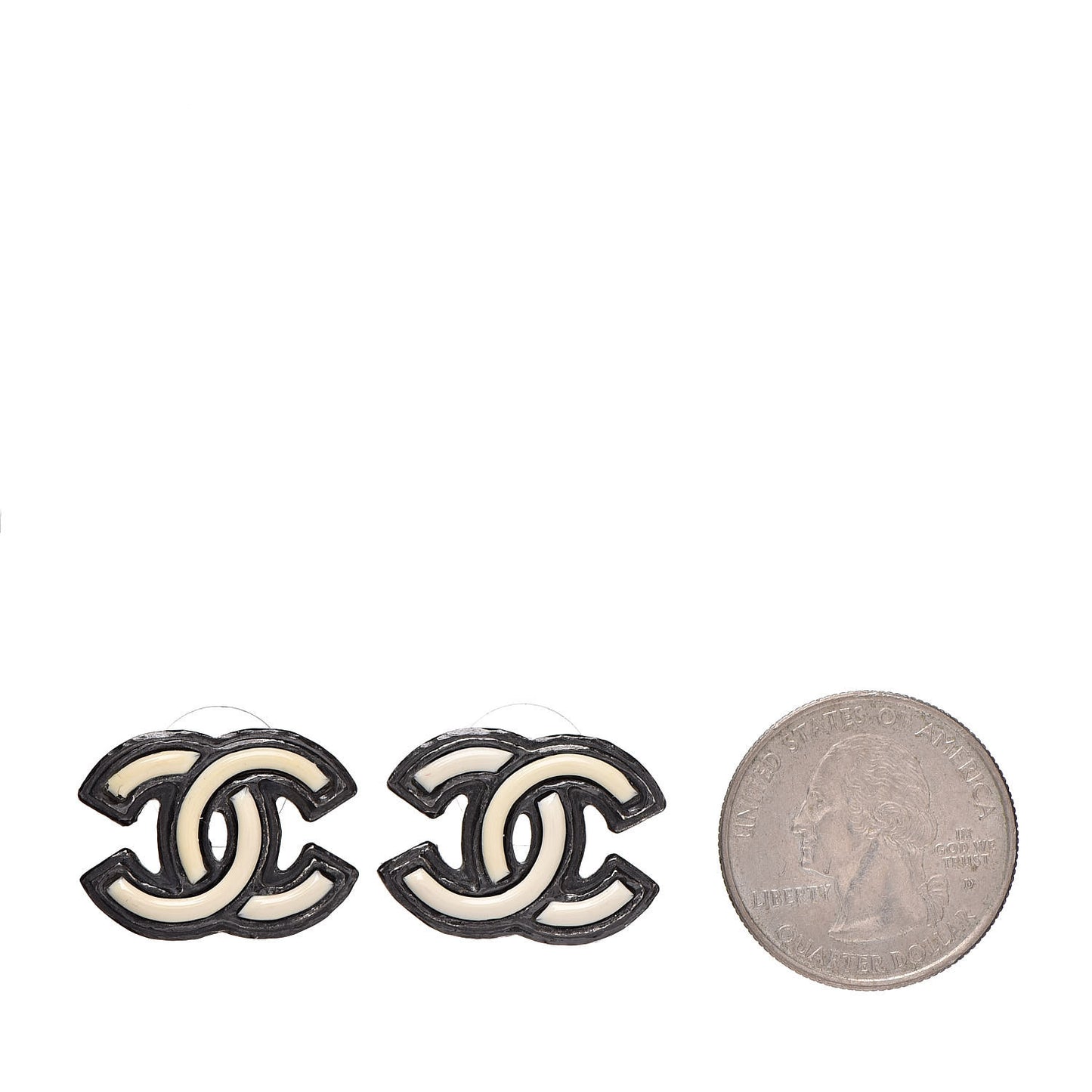 Ruthenium Enamel CC Earrings White Black