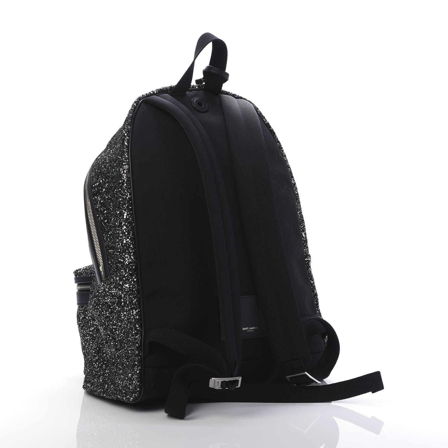 Saint Laurent Glitter Canvas City Backpack Gunmetal 2 of 8