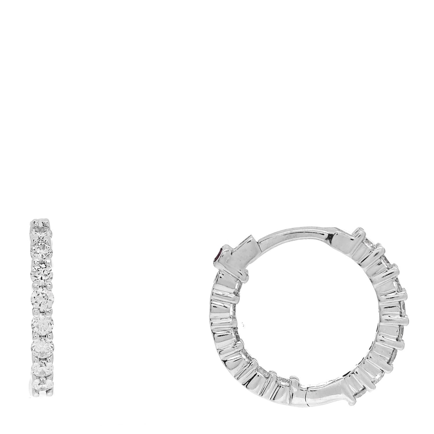 Roberto Coin 18K White Gold Diamond .76ctw Inside Out Hoop Earrings 1 of 5