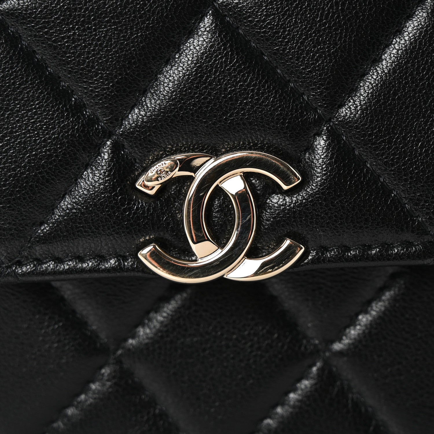 Chanel Lambskin Quilted Top Handle Flap Clutch With Chain Black 12 of 12