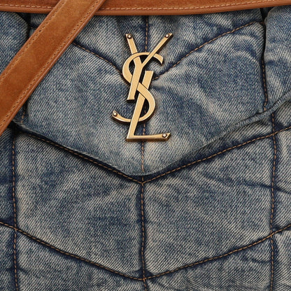 Saint Laurent Denim Quilted Small Loulou Puffer Monogram Chain Satchel Blue Cinnamon 8 of 10