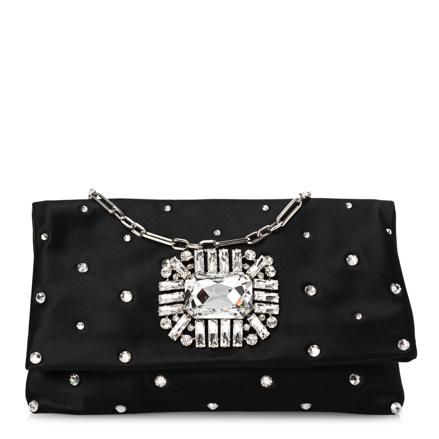 Jimmy Choo Satin Crystal Embellished Titania Clutch  Black 1 of 11
