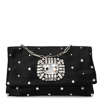 Jimmy Choo Satin Crystal Embellished Titania Clutch  Black 1 of 11