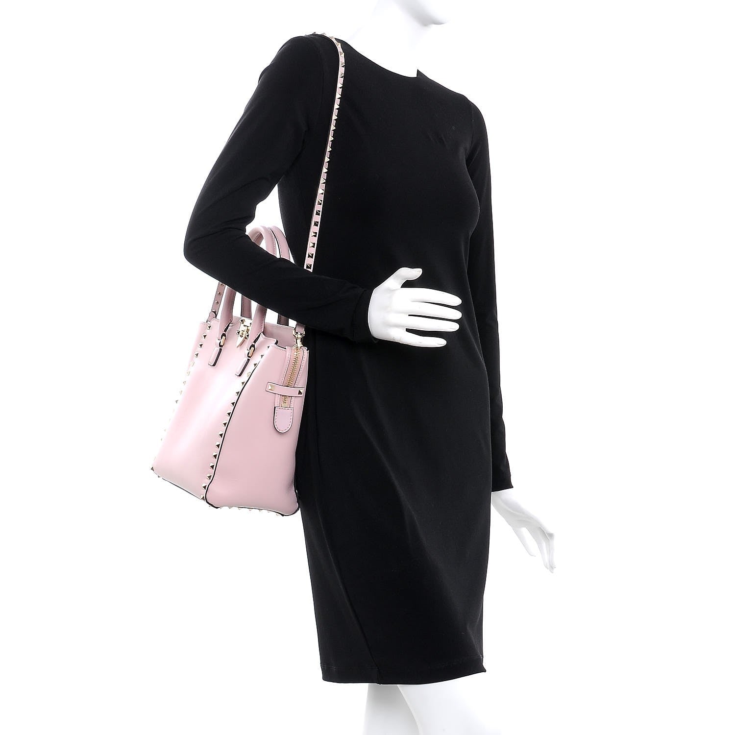 Valentino Garavani Vitello Rockstud Double Handle Tote Water Rose 2 of 7
