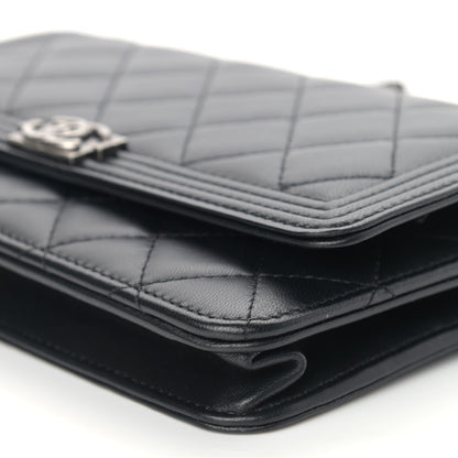 Chanel Lambskin Quilted Boy Wallet On Chain WOC Black 10 of 10