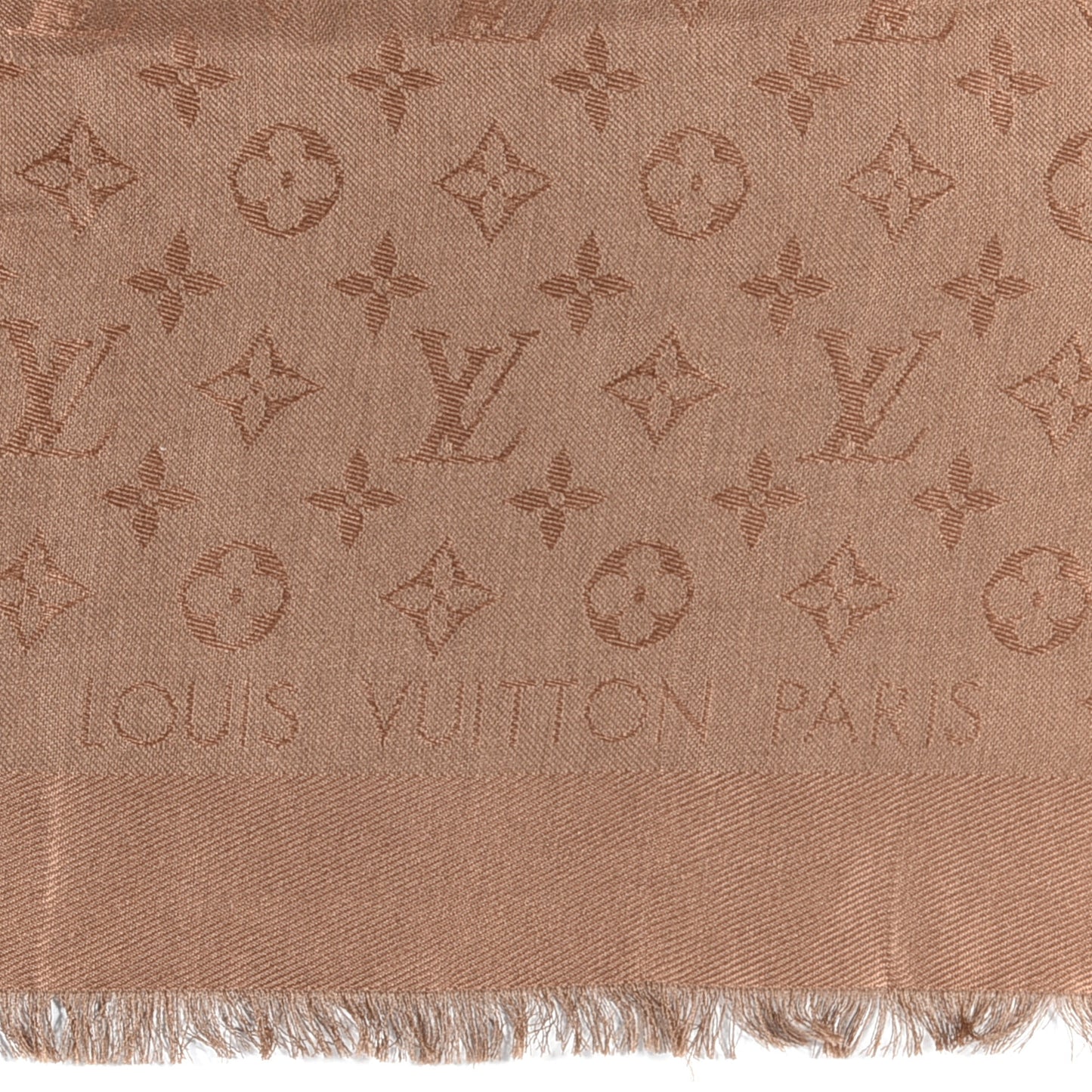 Silk Wool Monogram Shawl Cappuccino