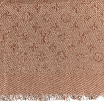 Louis Vuitton Silk Wool Monogram Shawl Cappuccino 2 of 3