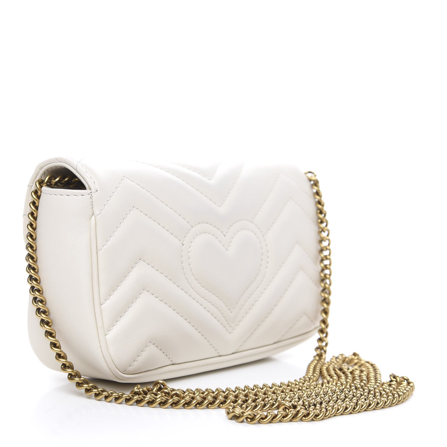 Gucci Calfskin Matelasse Super Mini GG Marmont Shoulder Bag White 2 of 10