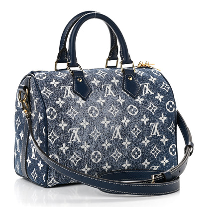 Louis Vuitton Monogram Jacquard Denim Speedy Bandouliere 25 Bleu 3 of 9