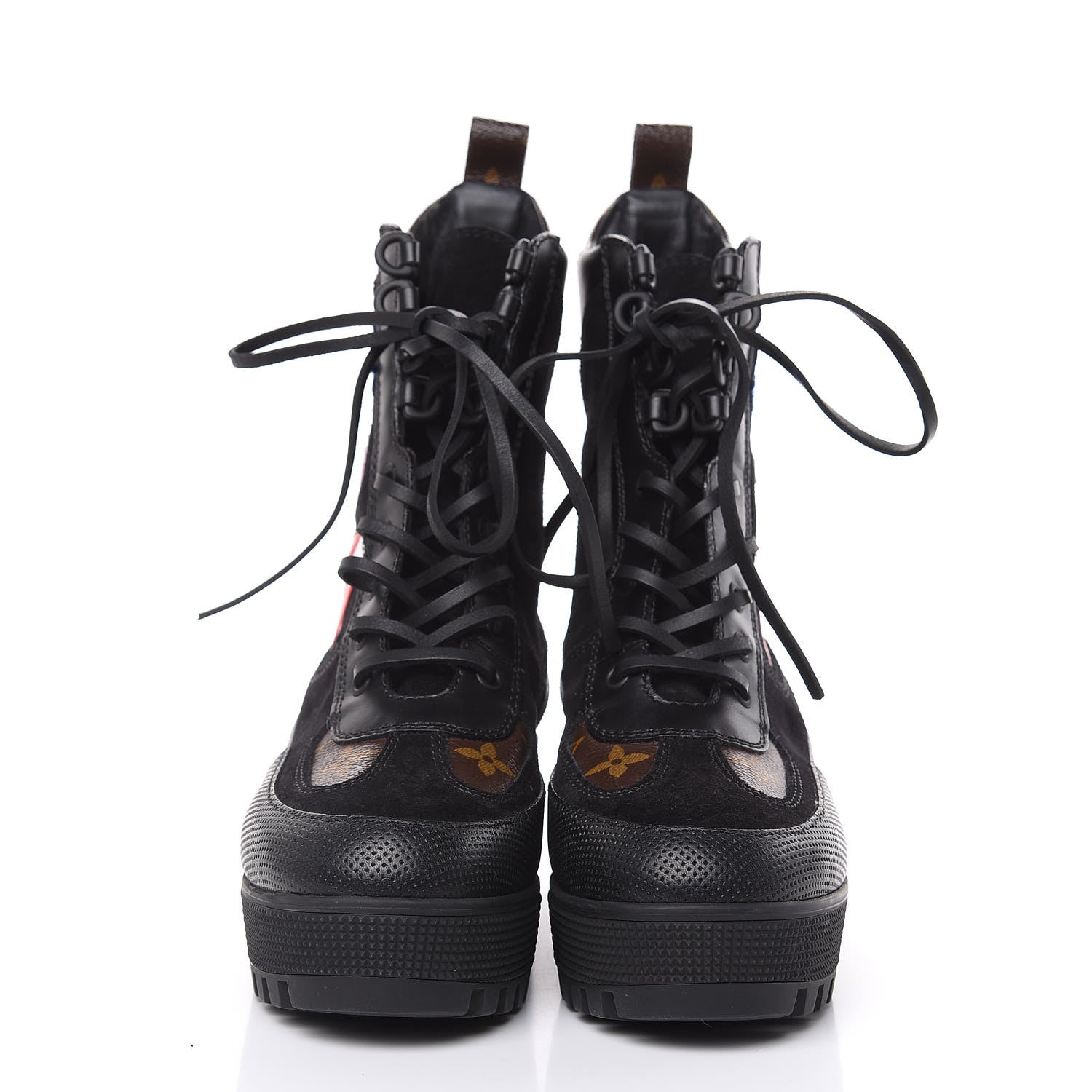 Louis Vuitton Suede Calfskin Monogram LV Black Heart Laureate Platform Desert Boots 37 Black 2 of 7