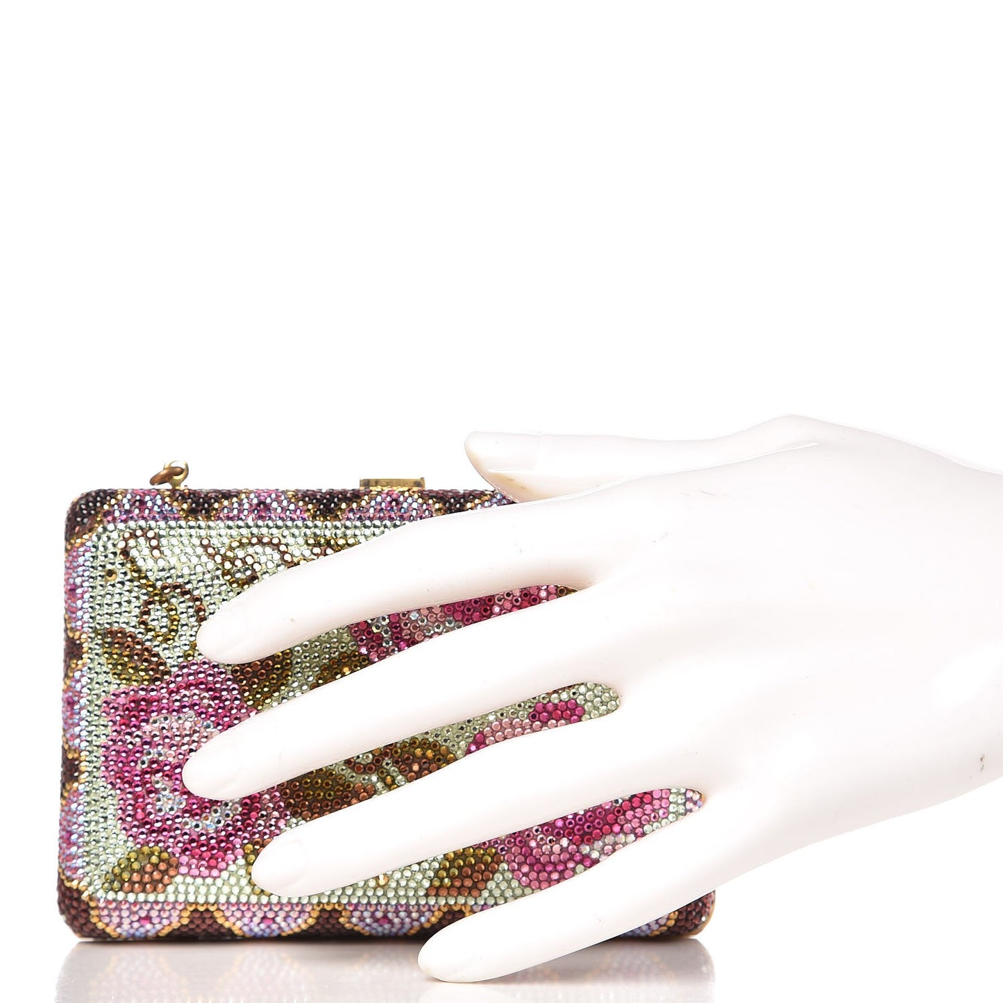 Swarovski Crystal Flower Minaudiere Clutch Gold