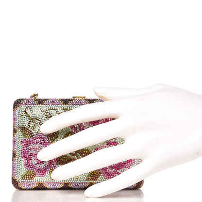 Judith Leiber Swarovski Crystal Flower Minaudiere Clutch Gold 3 of 10