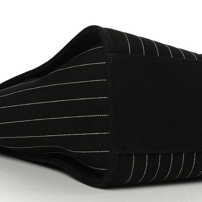 Chanel Canvas Calfskin Striped Large Deauville Tote Black White 9 of 10