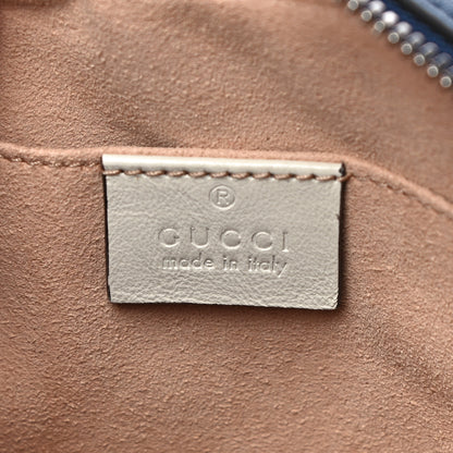 Gucci Vintage Effect Calfskin Matelasse Diagonal Small Torchon GG Marmont Chain Shoulder Bag Blue Agata Mystic White 6 of 11
