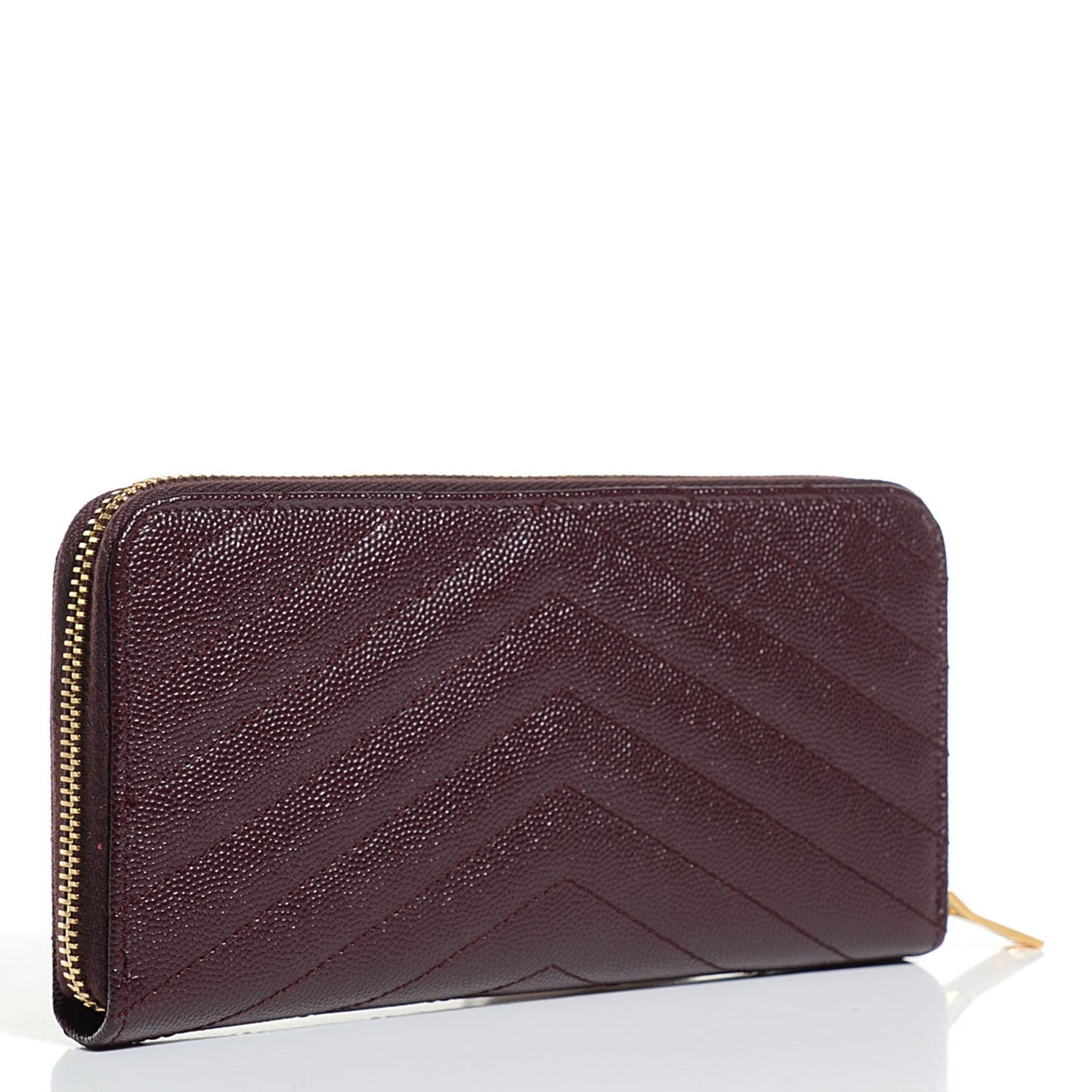 Grain de Poudre Textured Matelasse Chevron Monogram Zip Around Wallet Bordeaux
