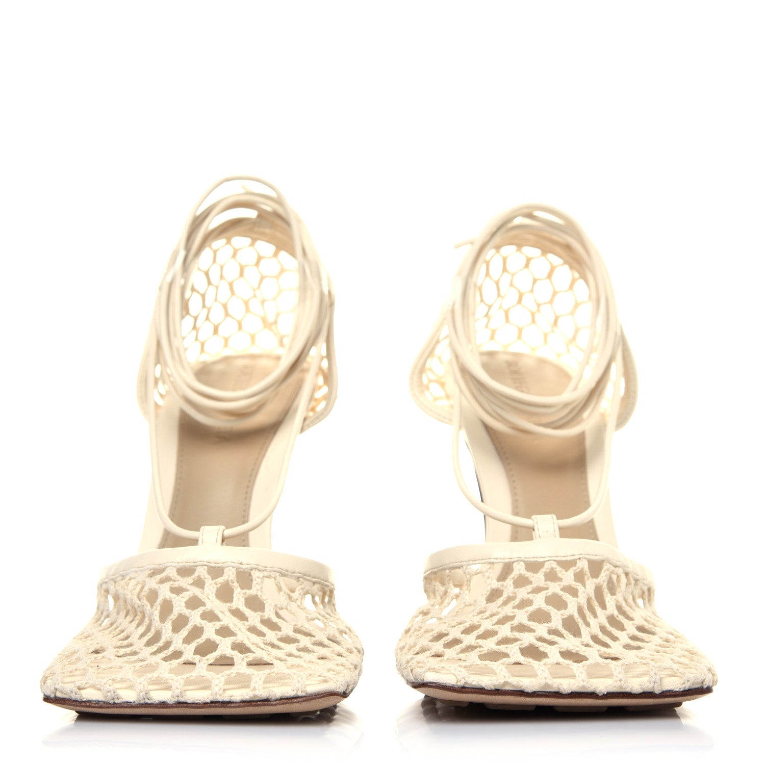 Bottega Veneta Mesh Nappa Stretch Ankle Tie Sandals 38 White 4 of 16
