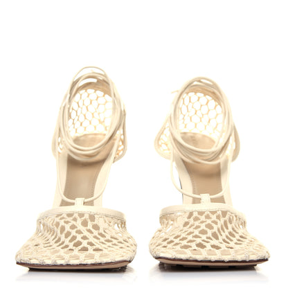 Bottega Veneta Mesh Nappa Stretch Ankle Tie Sandals 38 White 4 of 16
