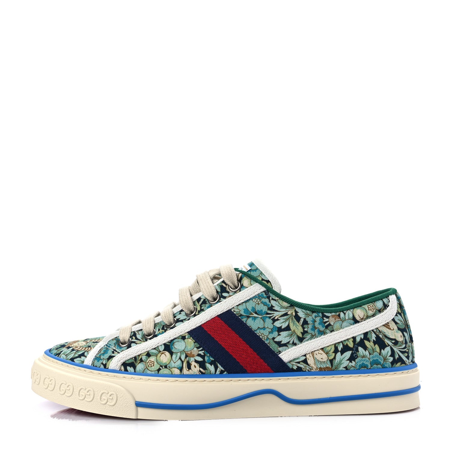 Gucci X LIBERTY OF LONDON Canvas Web Floral Print Womens 1977 Tennis Sneakers 39 Carta Acquamarine Navy Mystic White 1 of 8