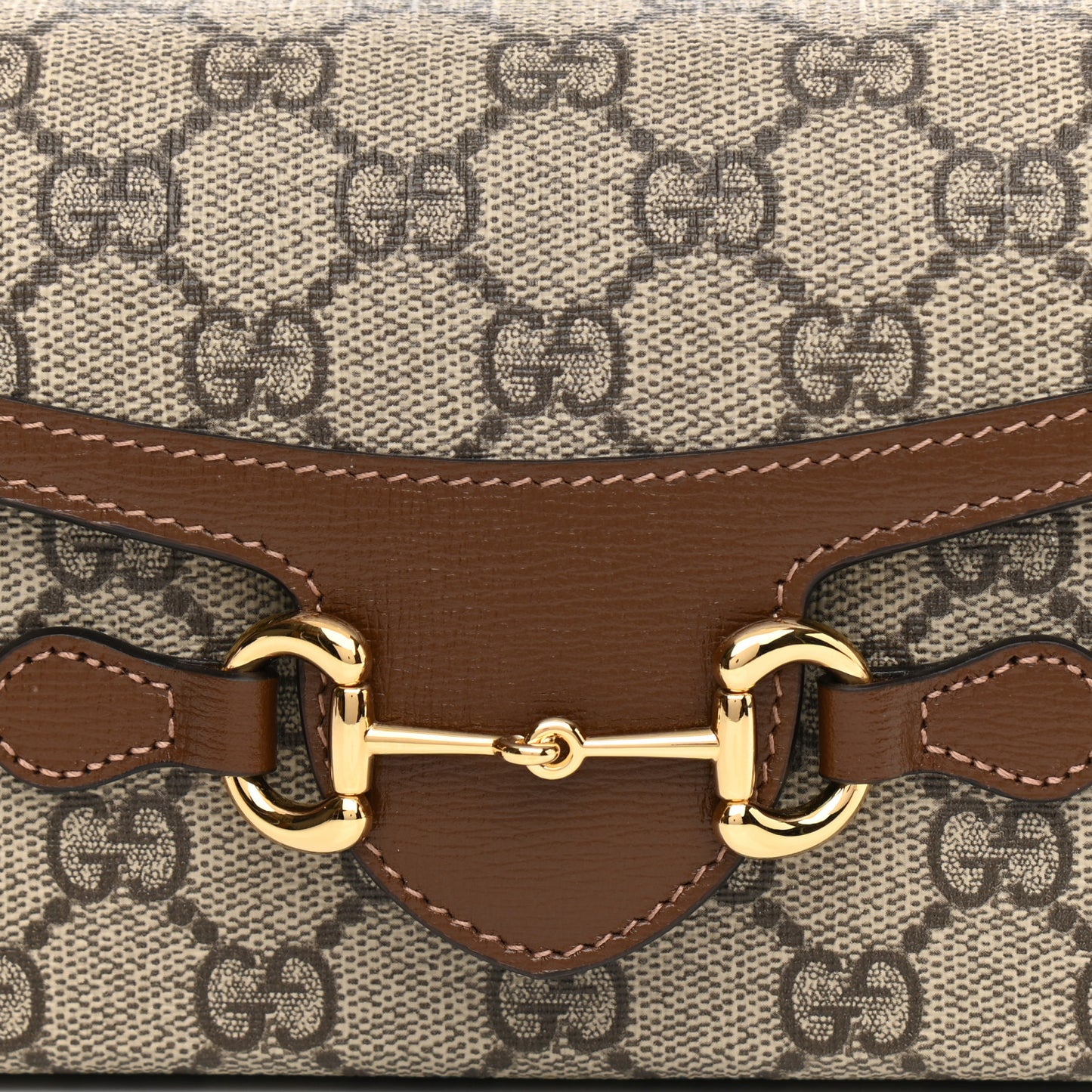 GG Supreme Monogram Mini Horsebit 1955 Shoulder Bag Beige Brown Sugar