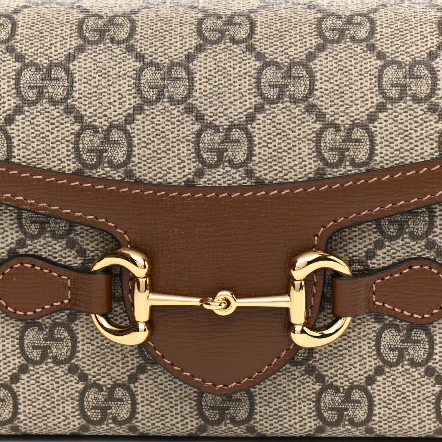 Gucci GG Supreme Monogram Mini Horsebit 1955 Shoulder Bag Beige Brown Sugar 7 of 9