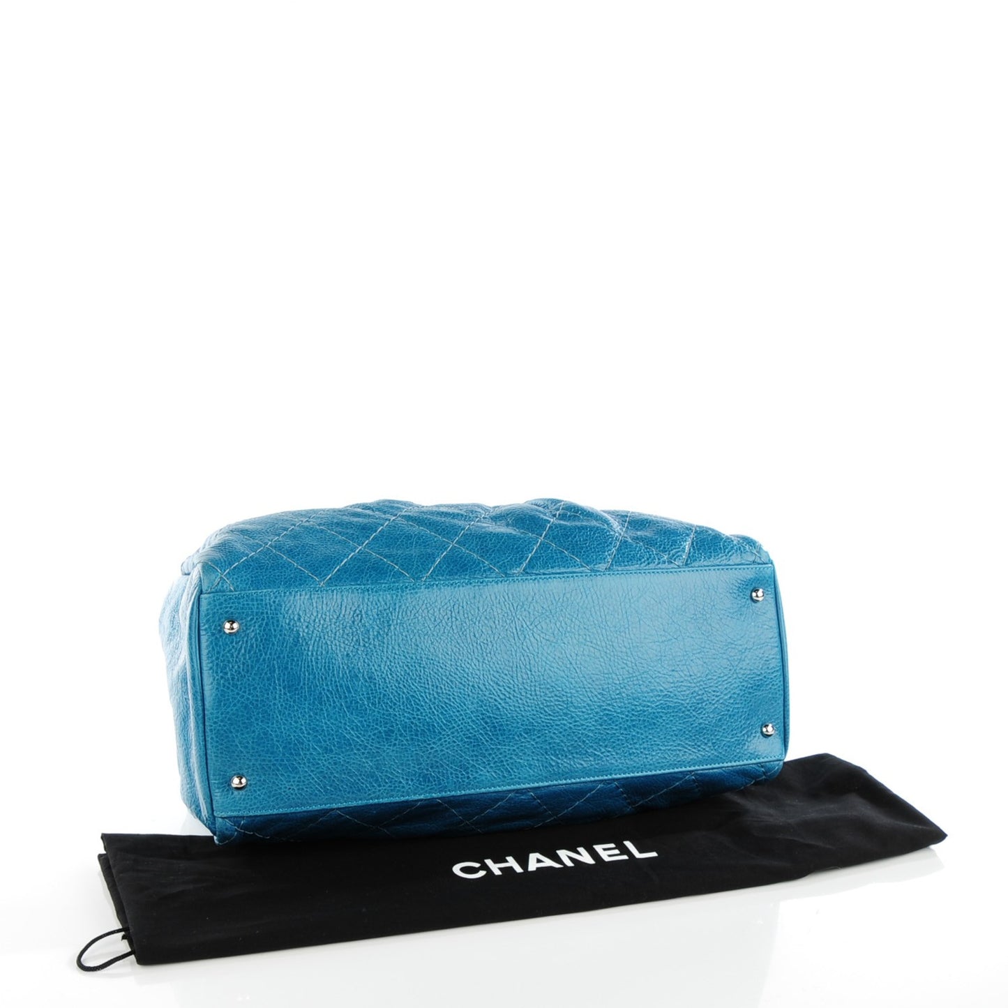 Glazed Calfskin Large On The Road Frame Tote Blue