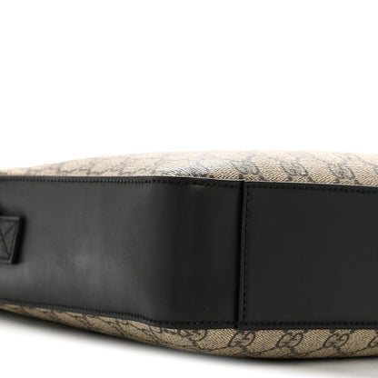 Gucci GG Supreme Monogram Flat Messenger Bag Beige Black New Acero 9 of 13