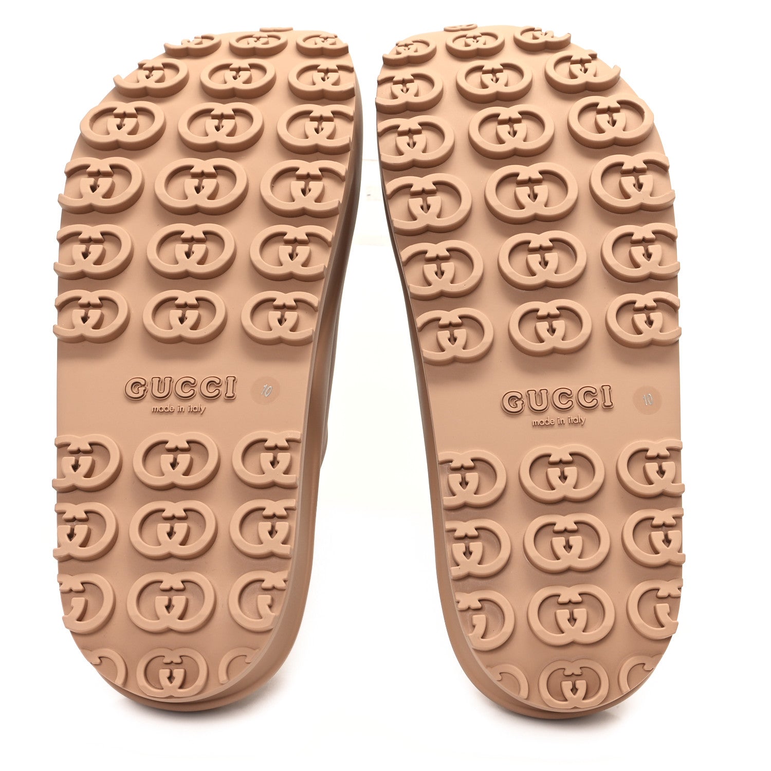 Gucci Soft Rubber Mens Interlocking G Platform 42mm Slide Sandals 10 Vintage Camel 6 of 9