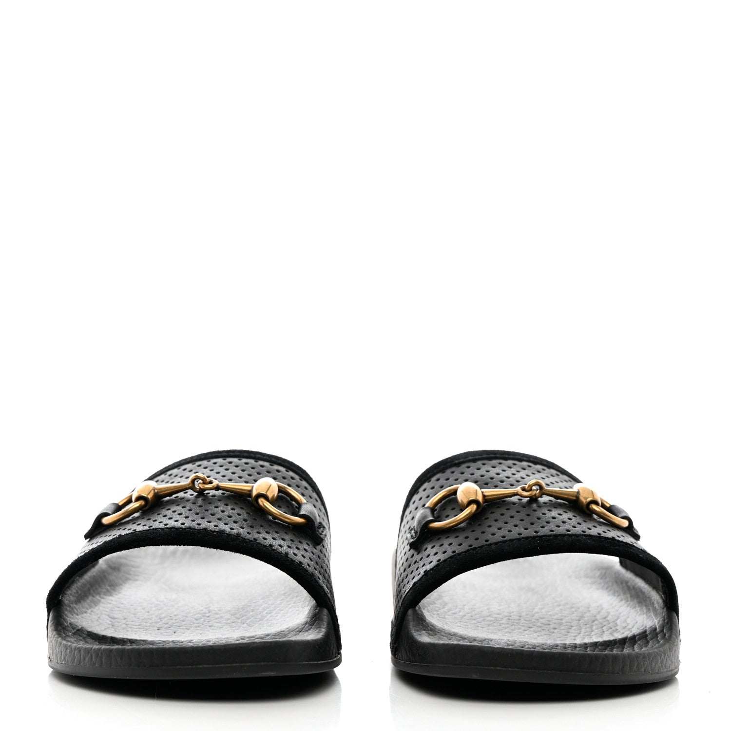 Gucci Suede Perforated Horsebit Slide Sandals 36 Black 2 of 8