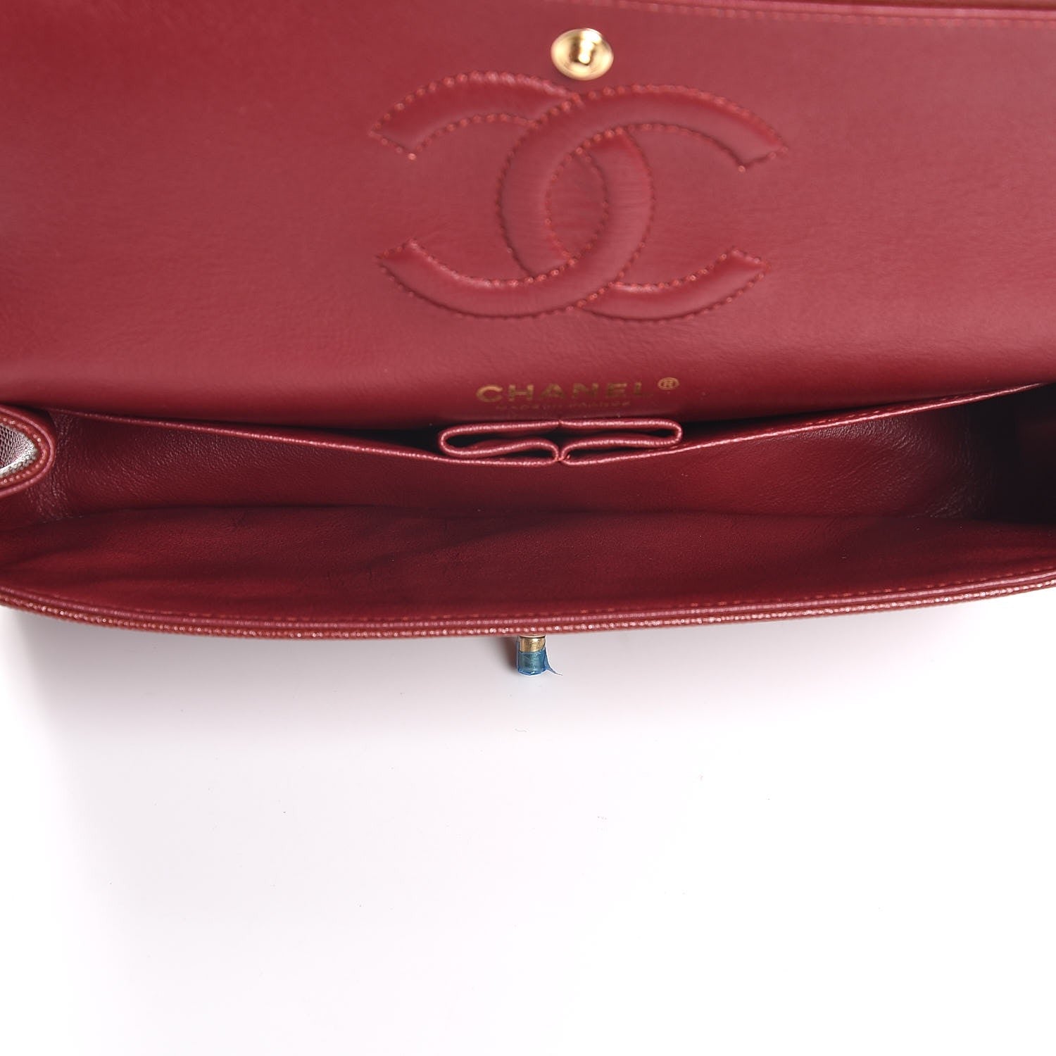 Chanel Caviar Quilted Medium Double Flap Dark Red 6 of 9