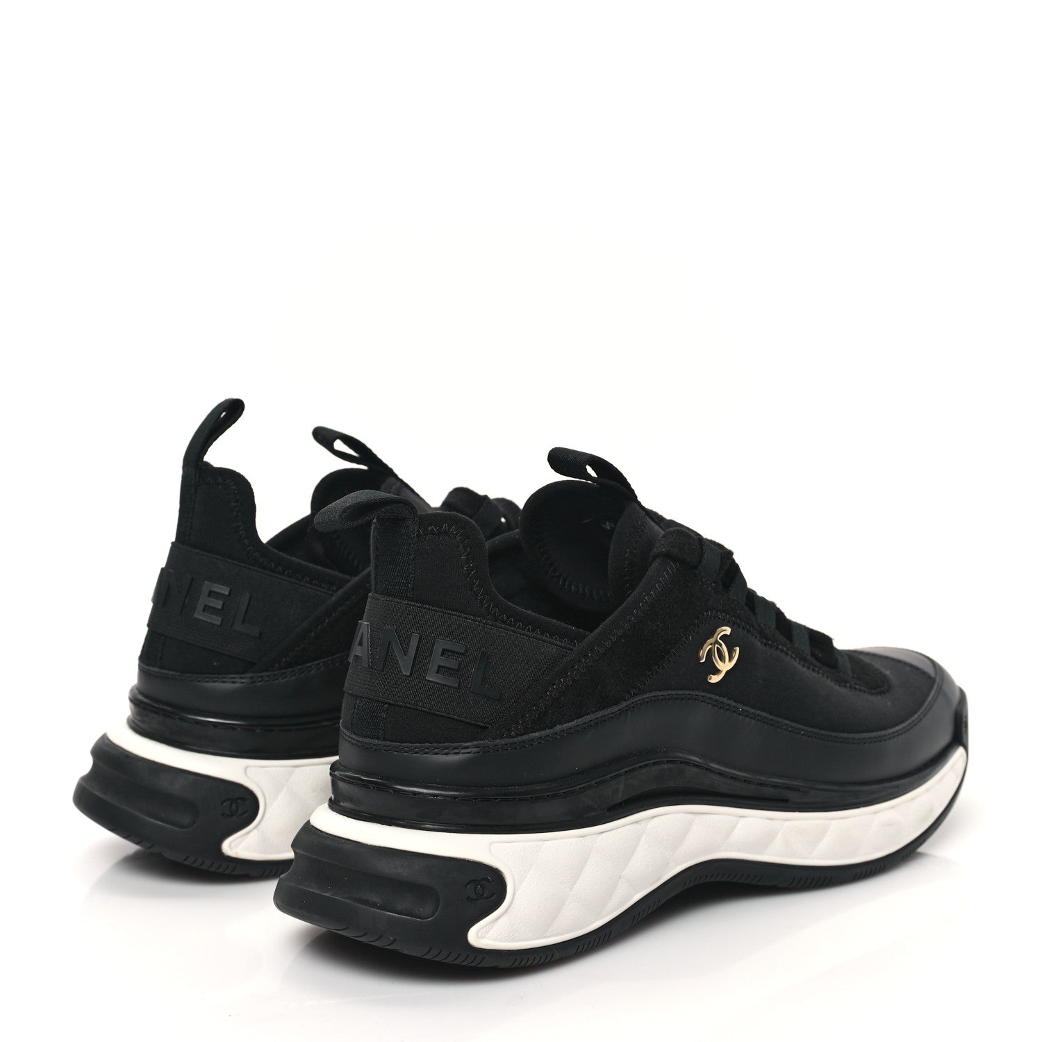 Chanel Velvet Calfskin Mixed Fibers CC Sneakers 39.5 Black 4 of 9