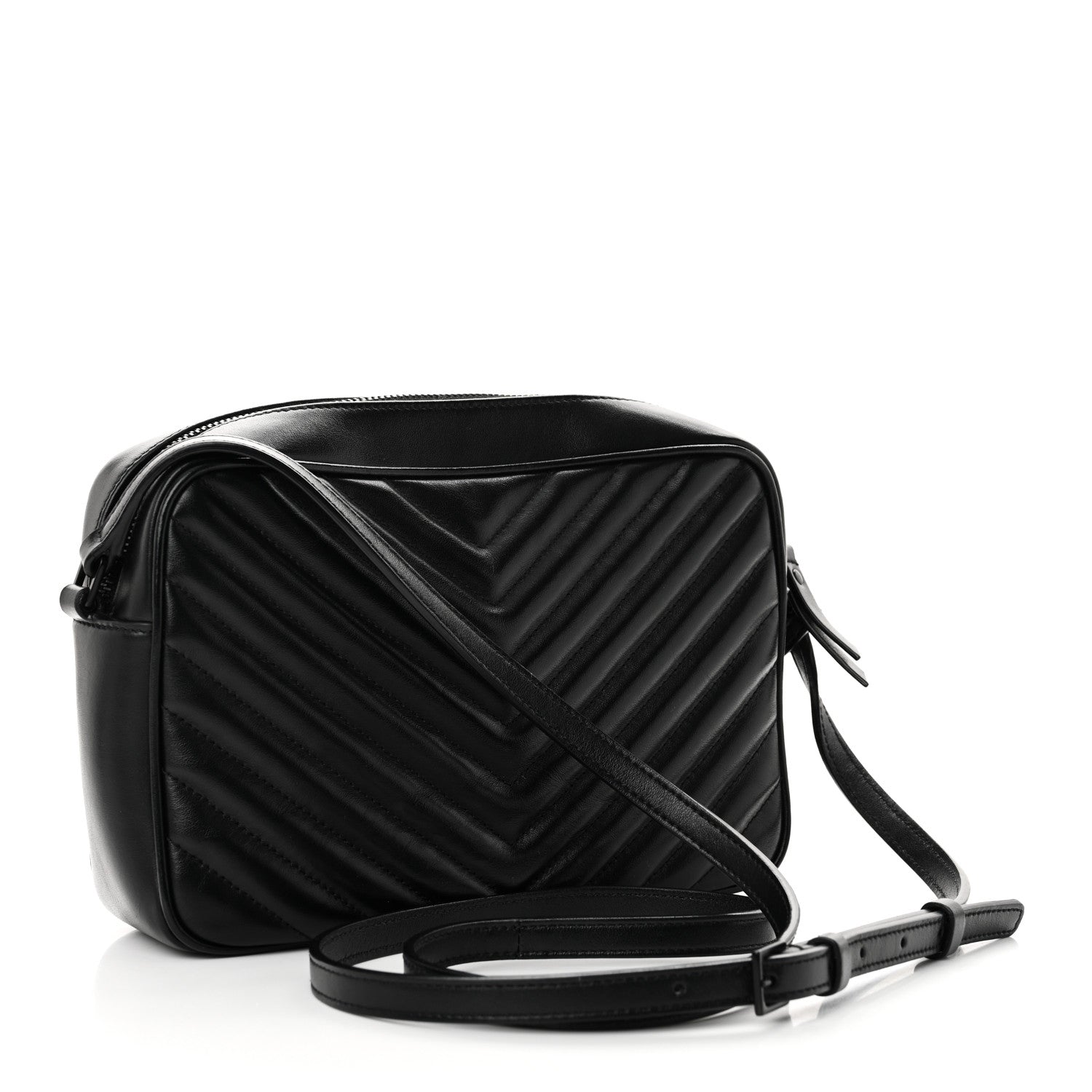 Saint Laurent Calfskin Matelasse Monogram Monochrome Lou Camera Bag Black 3 of 10