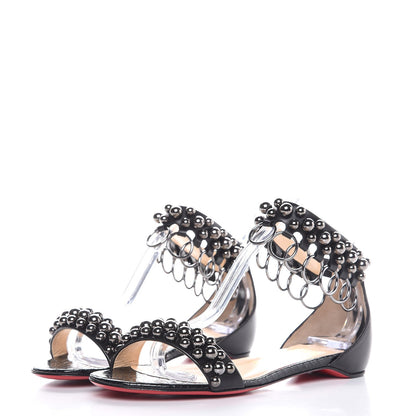 Christian Louboutin Shiny Nappa Lame Sirene Gypsoflat Sandals 37.5 Black 3 of 8